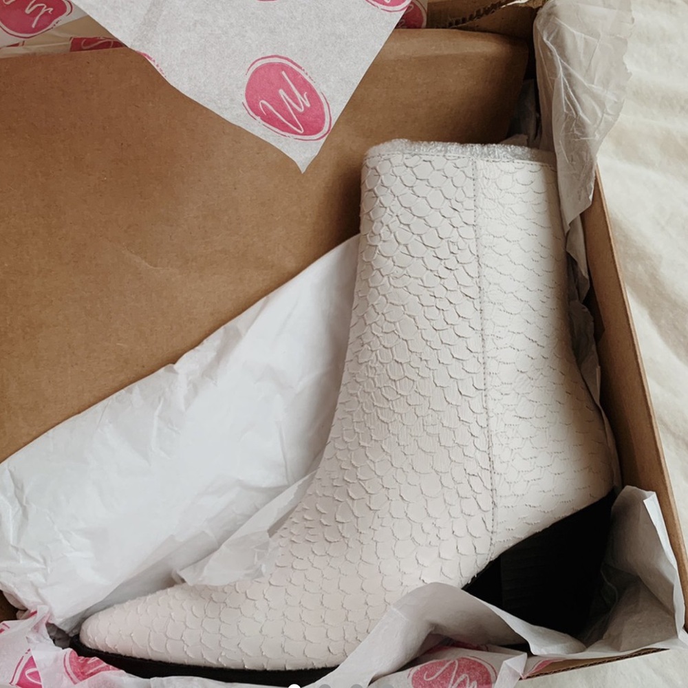 White Matisse snake ankle boot. NWT